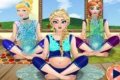 Schwangere Elsa, Anna und Aschenputtel: Übe Yoga