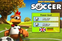 Moorhuhn jugando fútbol