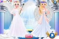 Elsa and Rapunzel dress as Angels
