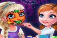 Mini Ana e Elsa: fantasia de maquiagem de Halloween