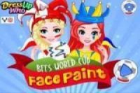Elsa e Ariel rosto para a Copa do Mundo de 2018 pintado Rússia