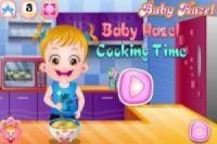 Bebê Hazel se diverte cozinhar