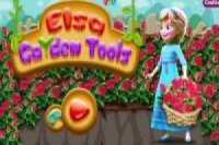 Elsa et les outils du jardin