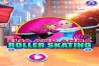 Elsa y Anna patinan sobre ruedas