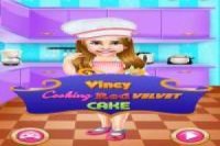 Vincy prepares red velvet cake