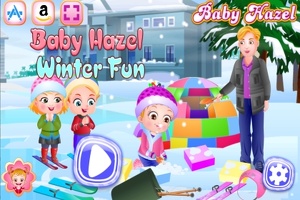 Bebê Hazel se diverte no inverno