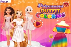 Mal prinsessernes kjoler med farver