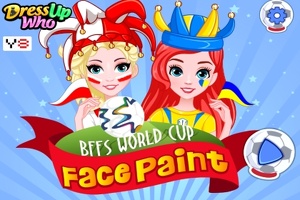 Elsa e Ariel rosto para a Copa do Mundo de 2018 pintado Rússia