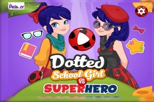 Gepunktetes Mädchen Schulmädchen gegen Superheld