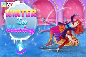 Princesas patinan sobre hielo en el invierno