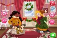 Audrie y Noelle disfrutan su muñeco de nieve
