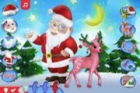 Santa y su reno se visten para Navidad